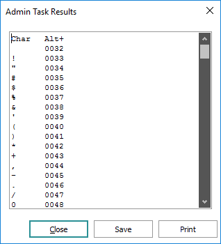 Admin Task Results